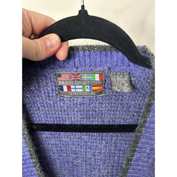 Paris Sport Club Universal Womens Buttons Purple Sweater Cardigan Vtg Size Large - Picture 9 of 9